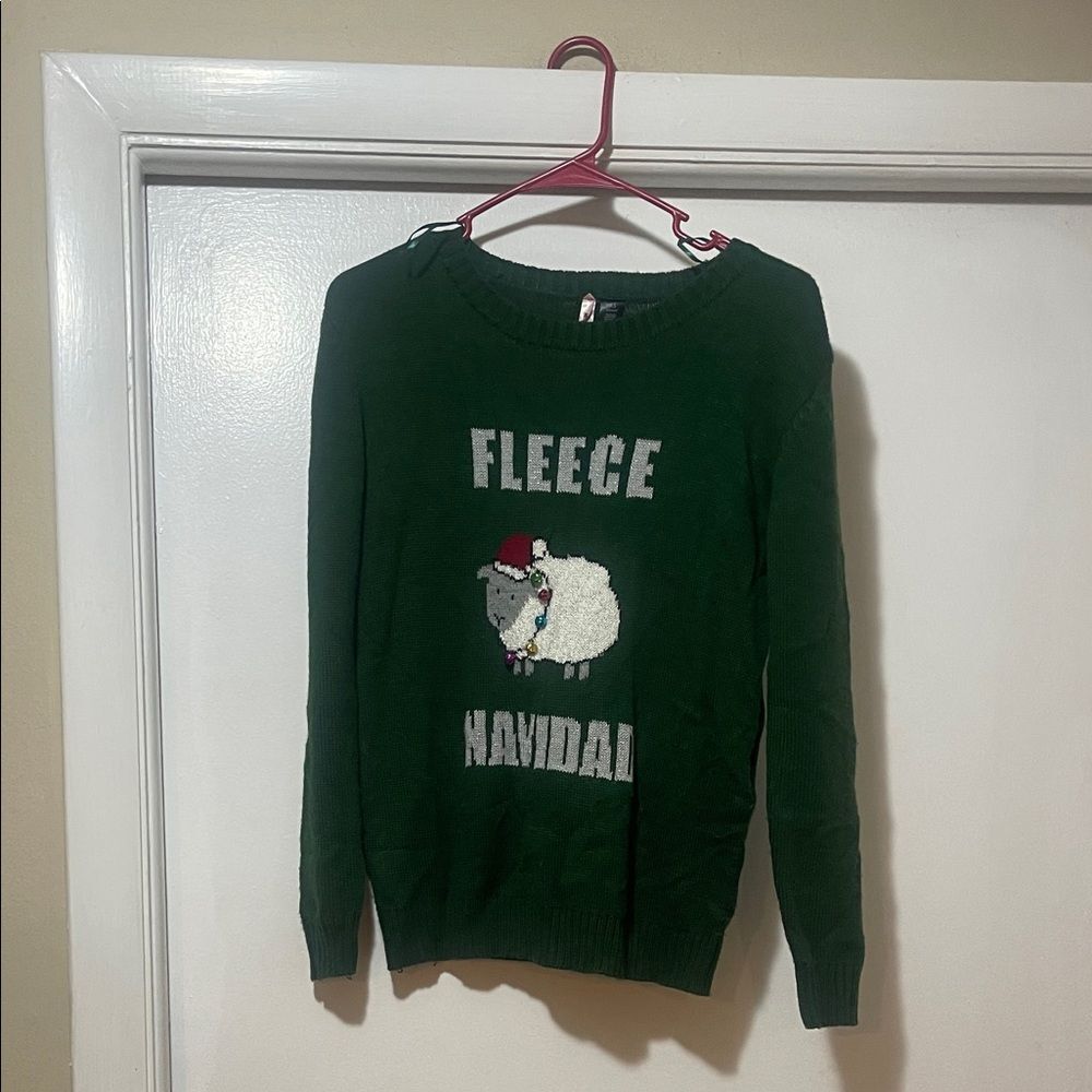 Green Fleece Navidad Christmas sheep sweater Sweater size extra small